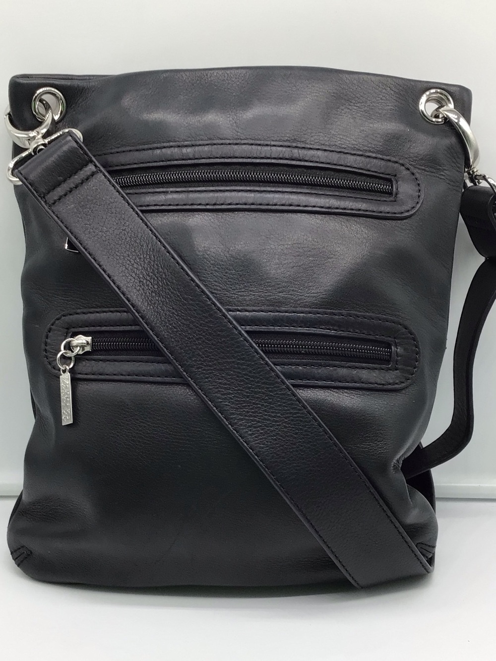 Margot Black Leather Crossbody Bag